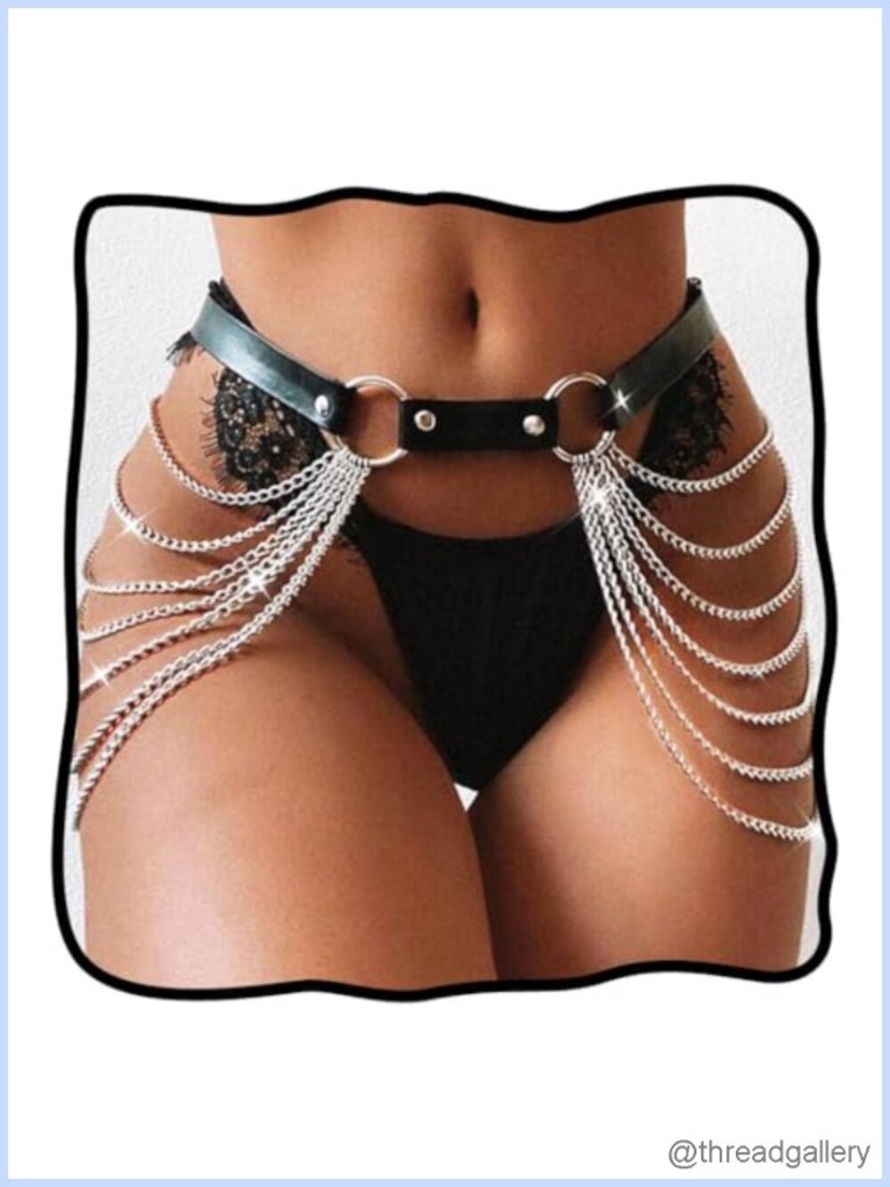 Gothic Alloy Leather Layered Chain Waist Belt Punk Rave Body Chain